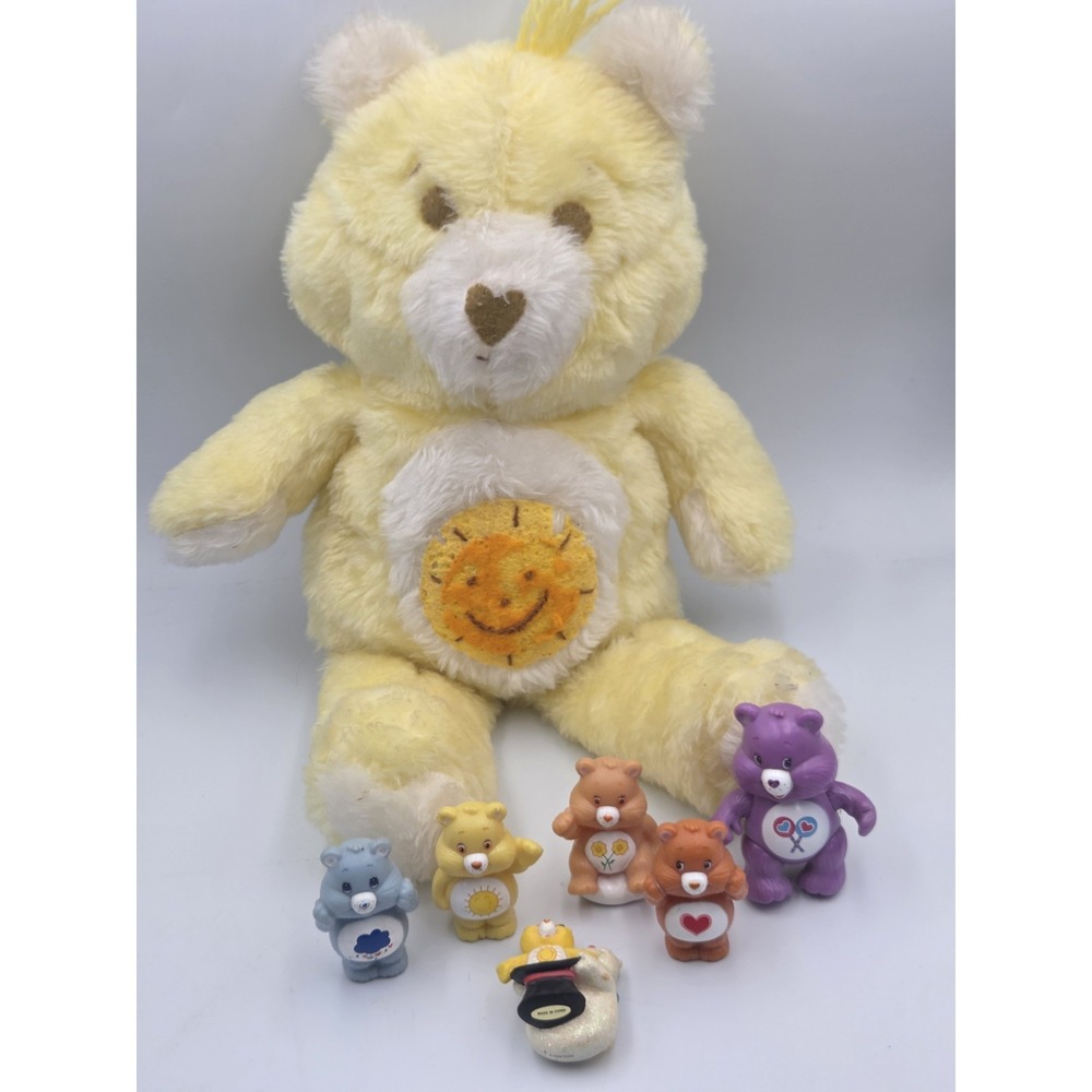 Vtg Care Bears Figures Lot Of 5 2003 Figurines Ornament Homemade Sunshine Bear